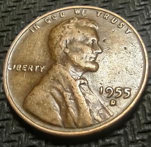 1955 D Lincoln Wheat Cent Penny with Doubled Date
