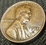 1955 D Lincoln Wheat Cent Penny with Doubled Date