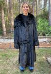 Women's Black Maxi Mink Fur Coat Size 10-14