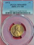 1972 Double Die Lincoln Cent PCGS MS64 RD