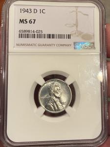 1943-D Steel Penny NGC MS 67 Eye Appeal