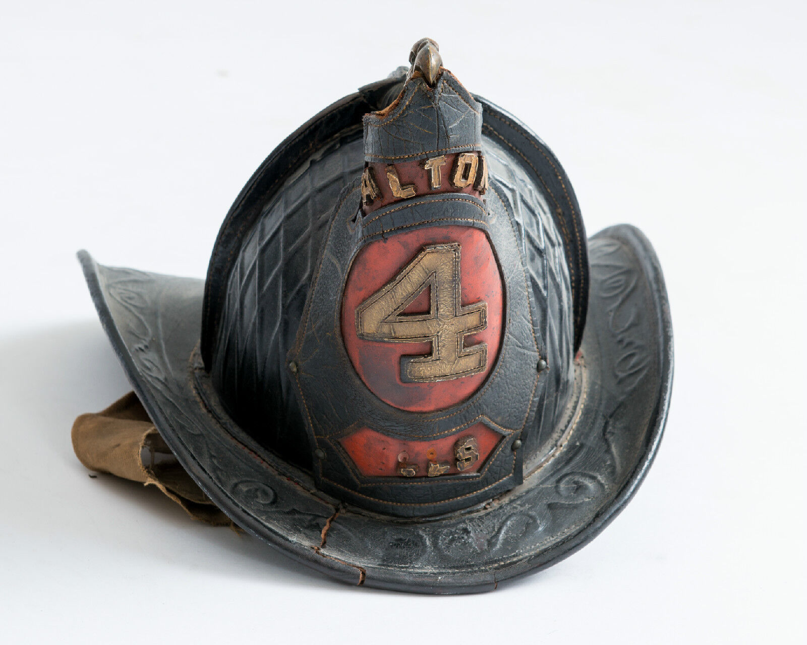 1860's Leather Billed Firemen's Helmet - Alton, Illinois