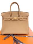 Hermes Birkin 25 Biscuit Togo Leather Handbag