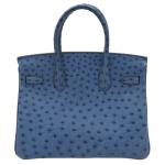 Hermes Blue Ostrich Leather Birkin 30 Bag