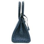 Hermes Blue Ostrich Leather Birkin 30 Bag