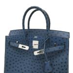 Hermes Blue Ostrich Leather Birkin 30 Bag