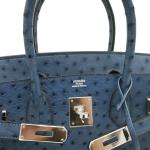 Hermes Blue Ostrich Leather Birkin 30 Bag