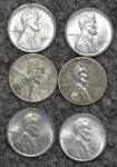 1943 Steel Lincoln Wheat Cent Lot - 6 Coins