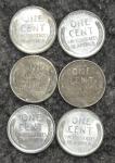1943 Steel Lincoln Wheat Cent Lot - 6 Coins
