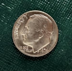 1974 Roosevelt Dime BU No Mint Mark Errors