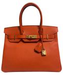 Orange Hermes Birkin 30 Epsom Leather Handbag