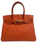 Orange Hermes Birkin 30 Epsom Leather Handbag