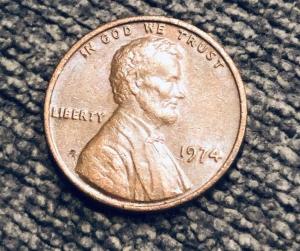 1974 Lincoln Memorial Penny Without Mint Mark