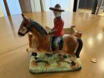 Ceramic Mountie Planter Figurine 7" Vintage