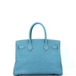 Blue Togo Hermes Birkin Handbag with Palladium