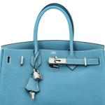 Blue Togo Hermes Birkin Handbag with Palladium
