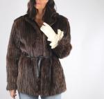 Vintage Mink Brown Fur Winter Coat, Size S