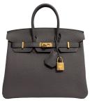Hermes Birkin 25 Gray Togo Leather Handbag