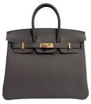 Hermes Birkin 25 Gray Togo Leather Handbag