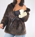 Vintage Mink Brown Fur Winter Coat, Size S
