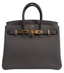 Hermes Birkin 25 Gray Togo Leather Handbag