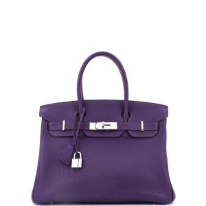 Purple Hermes Birkin 30 Togo Handbag with Palladium