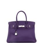 Purple Hermes Birkin 30 Togo Handbag with Palladium