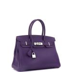 Purple Hermes Birkin 30 Togo Handbag with Palladium