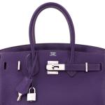 Purple Hermes Birkin 30 Togo Handbag with Palladium
