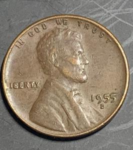 1955 D Error Wheat Penny with "L" in Liberty