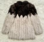 Jindo Saga Fox Fur Jacket in White Brown Large