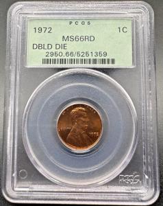 1972 Doubled Die Lincoln Cent MS66 Red