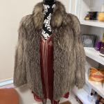 Jacques Aran Natural Silver Fox Fur Coat, Size S