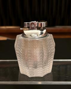 1960s Lalique Varaflame Frosted Crystal Lighter