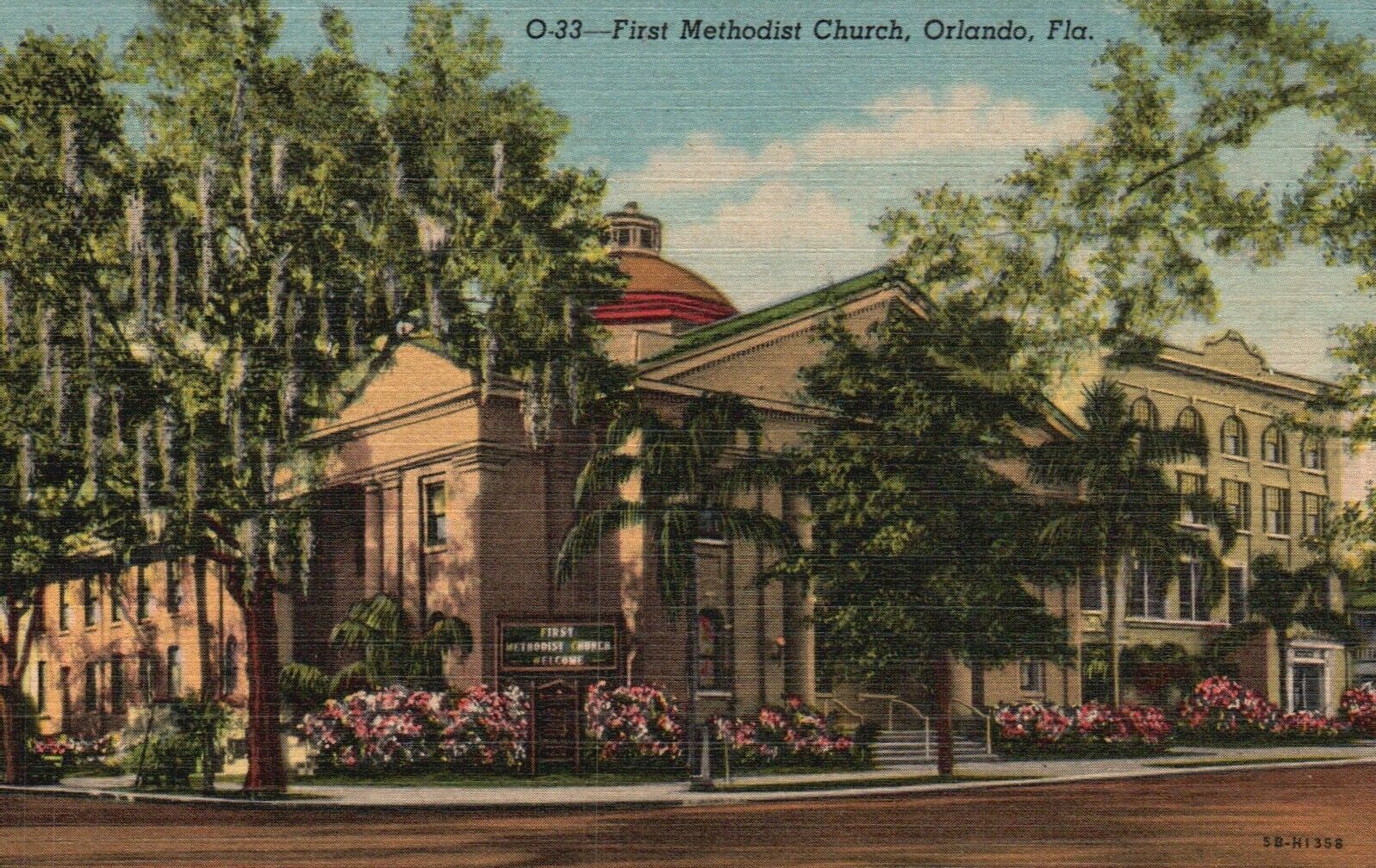 Vintage Linen Postcard Orlando Florida First Methodist Church