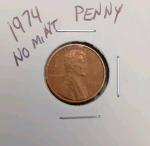 1974 Lincoln Penny No Mint Mark Collector Coin