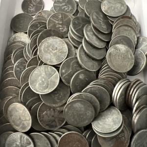 50 Circulated 1943 Steel Pennies with Mint Marks