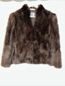 Dark Brown Black Sheared Mink Fur Coat