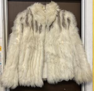 Blue & Shadow Fox Fur Jacket, Size M