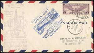 Scarce Akron Zeppelin Cover US Stamp Collection