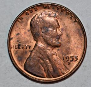 1955 S Doubled Die Lincoln Wheat Penny Red Brown
