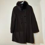 Madison Brown Wool Cashmere Coat with Fox Fur