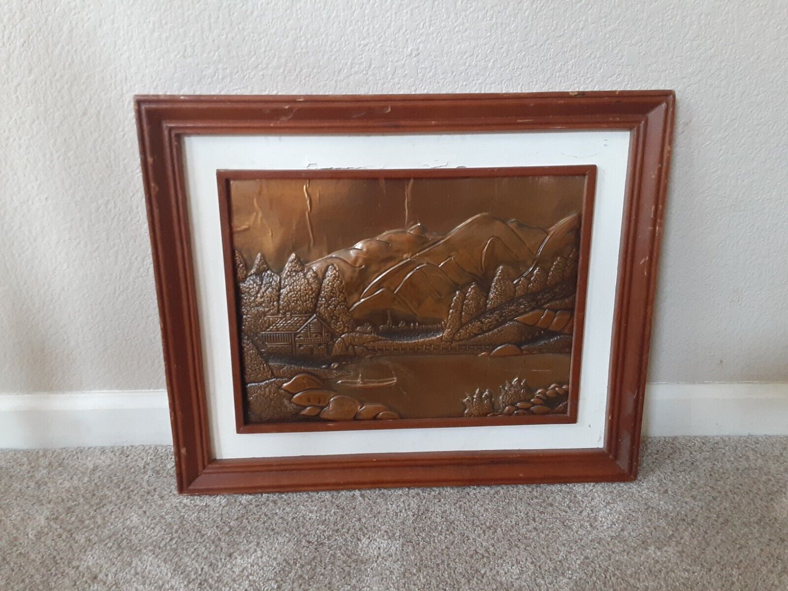Vintage Copper Mountain Lake Wall Art Painting