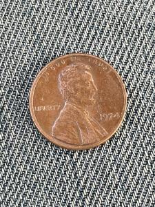 1974 Lincoln Penny No Mint Mark Error Coin