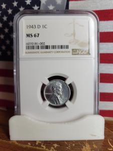 1943-D Lincoln Wheat Steel Cent NGC MS 67