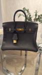Grey Hermes Birkin Handbag with Gold Hardware 25