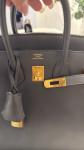 Grey Hermes Birkin Handbag with Gold Hardware 25