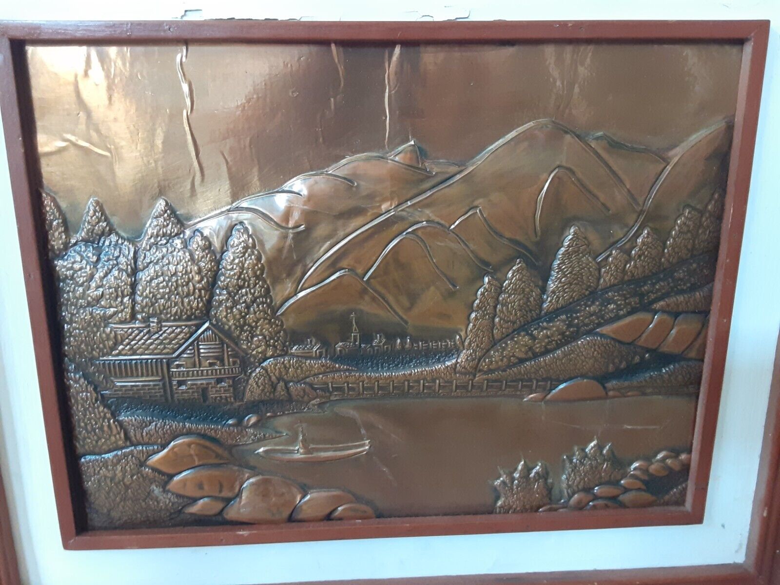 Vintage Copper Mountain Lake Wall Art Painting