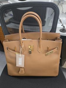 Hermes Birkin 35 Beige Leather Bag 1996