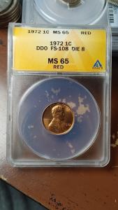 1972 Lincoln Cent DDO Die 8 FS-108 Gem